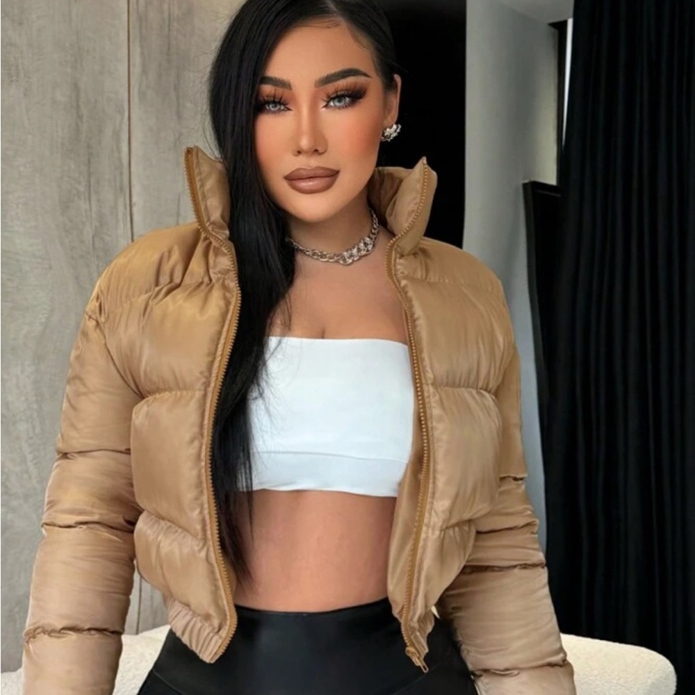Women's Tan Puffer Jacket